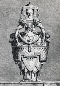 Vase anthropomorphe, mariée grecque, gravure de Mascarade la Grecque, Suite des Vases et Cheminées