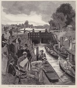 La fin de la saison de navigation : scène à Molesey Lock sur la Tamise, Surrey