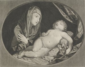 La Vierge avec les bras croisés sur sa poitrine regardant l