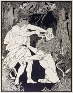 Dessin de Samson combattant un lion (gravure)