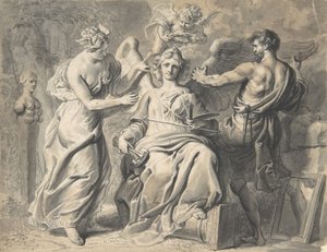 Allégorie des arts avec Isis et la géométrie assistant la figure à trois têtes - Erasmus Quellinus