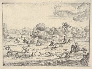 Chasse au sanglier dans un paysage, ca. 1620-38