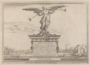 Page de dédicace avec statue de Fama - Ercole Bazicaluva