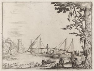 Port avec navires ancrés - Ercole Bazicaluva