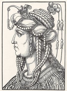 Portrait de la sultane Roxelane (Russelazie (la Ruthénienne), ou Hurrem (née Anastasia Lisovska, vers 1500-1558) épouse du sultan Soliman le Magnifique. Gravure sur bois de Erhard Schoen (1491-1592) vers 1532 Herzogliches Museum Gotha