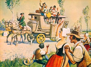 Un carrosse sur la route entre Paris et Versailles en 1787