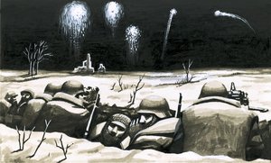 La division bleue du général Franco combat aux côtés des Allemands sur le front russe.
