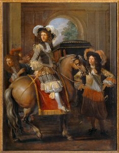 Gentilhomme à cheval et carrosse devant une porte monumentale - Nobleman on horseback with his entourage before a giant gate … - Erich Lessing