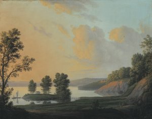 Vue du manoir de Dronninggaard à travers le lac Fure, Nord de la Zélande