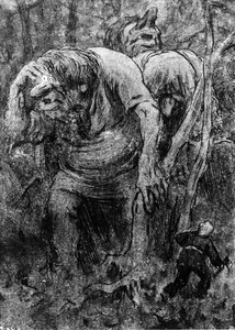 Les petits garçons rencontrant les trolls dans la forêt de Hedals - Erik Theodor Werenskiold