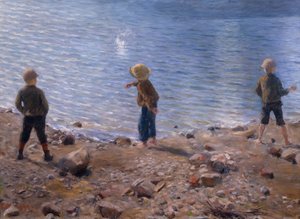 Trois garçons à la plage