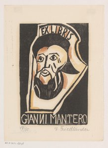 Ex libris de Gianni Mantero - Erna Levy Friedländer (signed by artist)