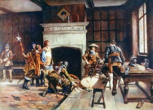 Oliver Cromwell (1599-1658) au Blue Boar à Holborn, illustration de 