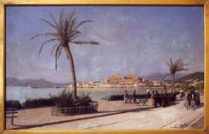 Promenade sur la Croisette de Cannes. Peinture d