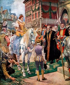La reine Elizabeth ouvrant la Bourse royale en 1570, vers 1920