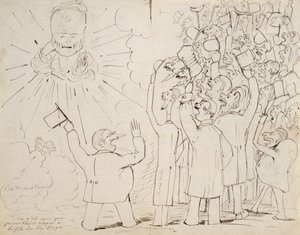 La célébration pour le vieux Hugo, caricature de Victor Hugo (1802-85) d