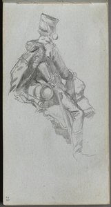 Carnet de croquis, page 23 : Soldat assis - Jean Louis Ernest Meissonier