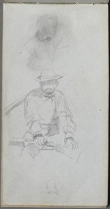 Carnet de croquis, page 30 : Figure masculine assise et figure de profil - Jean Louis Ernest Meissonier