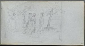 Carnet de croquis, page 41 : Figures dans un paysage - Ernest Meissonier