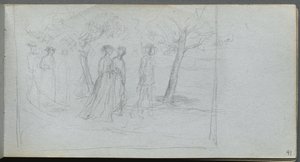 Carnet de croquis, page 41 : Figures dans un paysage
