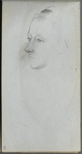 Carnet de croquis, page 45 : Visage de femme, vue de 3/4