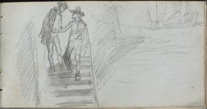 Carnet de croquis, page 64 : Figures sur un escalier - Ernest Meissonier
