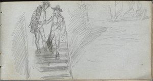 Carnet de croquis, page 64 : Figures sur un escalier - Jean Louis Ernest Meissonier