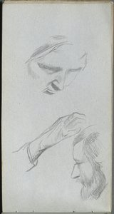 Carnet de croquis, page 70 : Étude de deux visages et d
