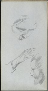 Carnet de croquis, page 70 : Étude de deux visages et d