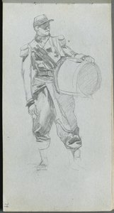Carnet de croquis, page 79 : Soldat avec tambour - Jean Louis Ernest Meissonier