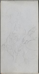 Carnet de croquis, page 90 : Étude de chevaux, Profils