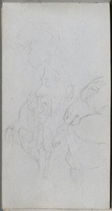Carnet de croquis, page 90 : Étude de chevaux, profils