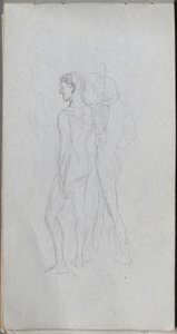 Carnet de croquis, page 92 : Deux nus - Ernest Meissonier