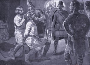 Ceowulf, roi de Northumbrie, se faisant tondre de force en 731
