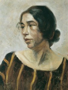 Dame en robe rayée