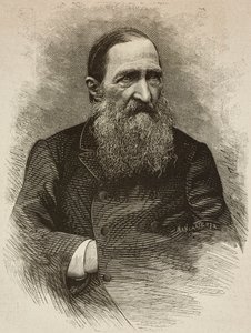 Poète Jozef Ignacy Kraszewski (1812-1887) à Genève le 19 mars, gravure par Ernesto Mancastroppa d