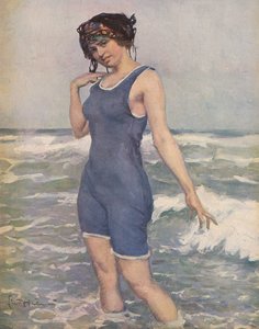 Femme se baignant dans la mer