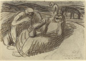 Paysans italiens avec des flacons de vin - Ernst Barlach
