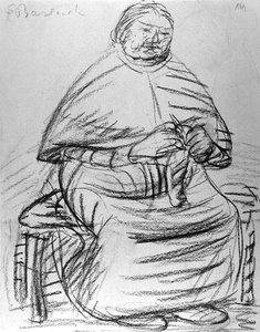 Vieille femme tricotant - Ernst Barlach