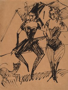Deux danseurs avec un chat, 1913 - Ernst Ludwig Kirchner