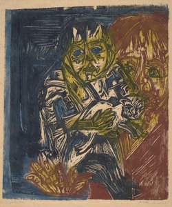 Femme avec un enfant et un chat