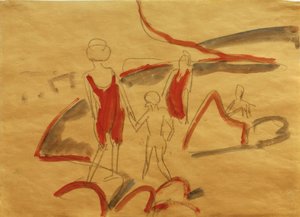 Baigneurs sur la plage de Fehmarn