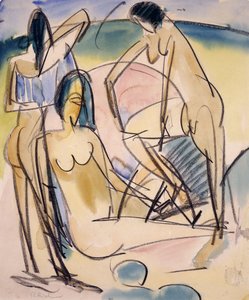 Baigneurs sur le rivage, Fehmarn - Ernst Ludwig Kirchner