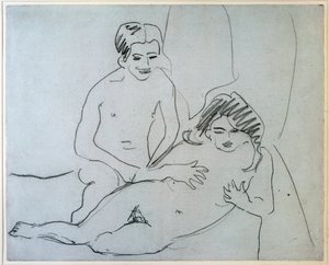 Couple nu allongé sur un lit - Ernst Ludwig Kirchner