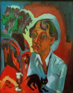 Le peintre Stirner avec chat