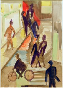 Scène de rue avec vélo - Ernst Ludwig Kirchner