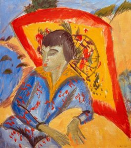 Erna avec un parapluie japonais (Japonaise) - Ernst Ludwig Kirchner
