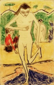 Fränzi devant une tapisserie
