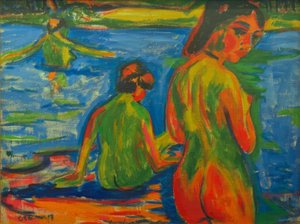 Jeunes filles se baignant dans le lac - Ernst Ludwig Kirchner