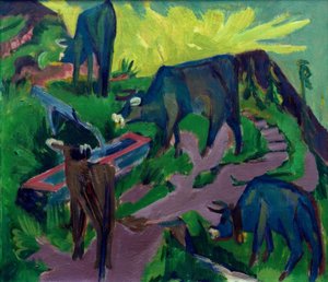Vaches au coucher du soleil